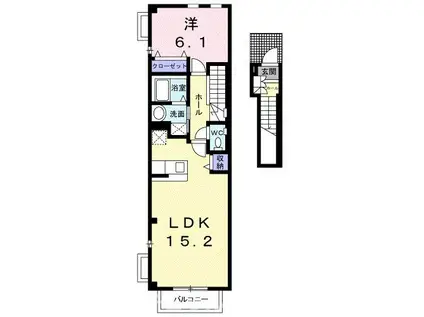 プラタ エムI(1LDK/2階)の間取り写真
