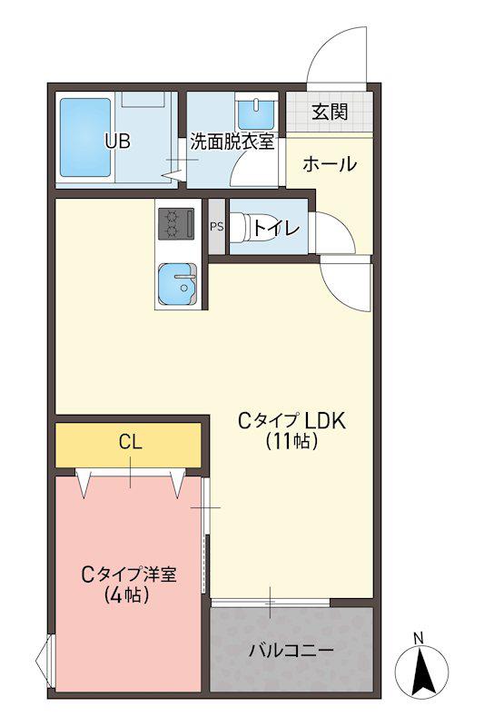 KT TERRACE稲吉(1LDK/2階)の間取り写真