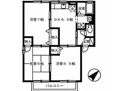 セジュール永広 III棟(3DK/1階)の間取り写真