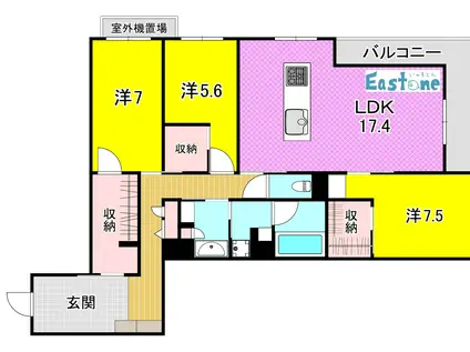 WITHPLUS天保山公園(3LDK/3階)の間取り写真