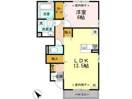 ラメール(1LDK/1階)の間取り写真