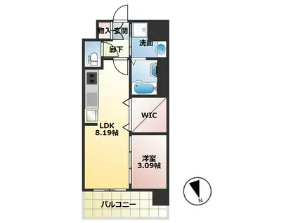 WORVE吹田江坂(1LDK/2階)の間取り写真