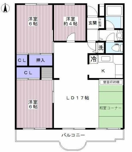 ドルフ・ヤマノウチ B(3LDK/3階)の間取り写真