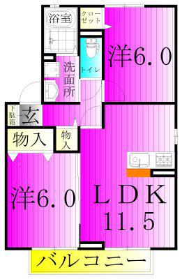 フォースリンロード(2LDK/1階)の間取り写真