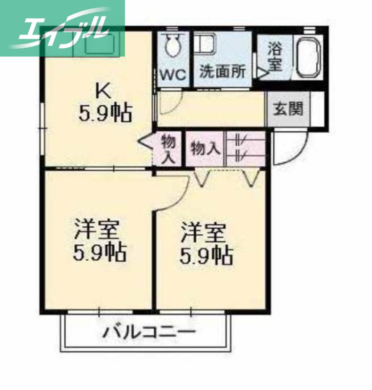 ノースヴェレッジ IV C棟(2K/1階)の間取り写真