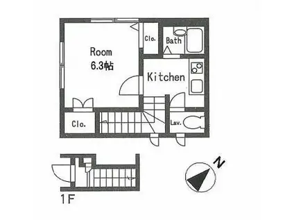 グランメール市ヶ谷(1K/2階)の間取り写真