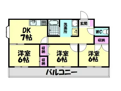 ヴェルドミール府中(3DK/2階)の間取り写真