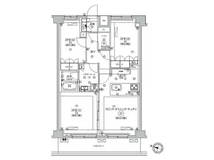 ニューミラ明大前(3LDK/7階)の間取り写真