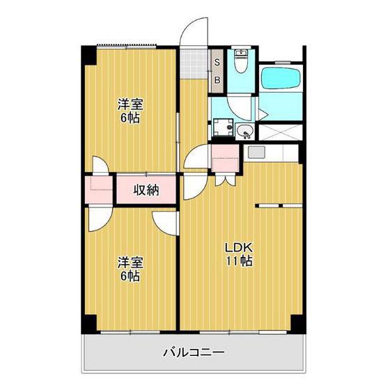 ブレッサヒルズ(2LDK/6階)の間取り写真