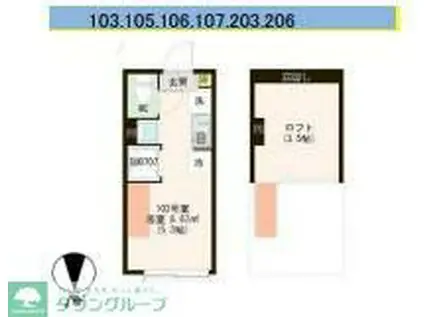 AVENIR 上石神井(ワンルーム/2階)の間取り写真