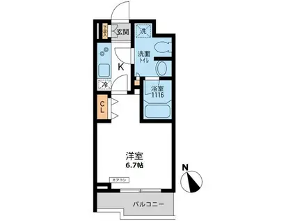 パシフィックコート目黒南(1K/2階)の間取り写真