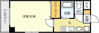 オークハイム(1K/2階)の間取り写真