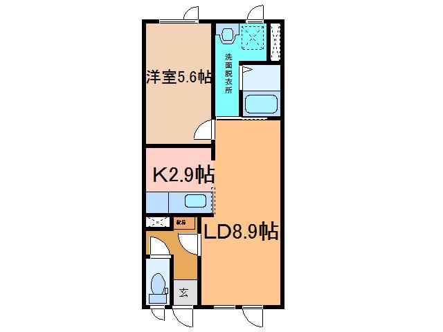 NCウイング緑陽台(1LDK/2階)の間取り写真