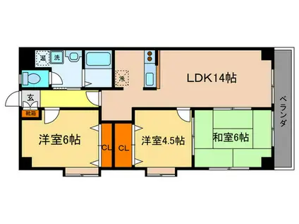 グランディ栗の木II(3LDK/4階)の間取り写真