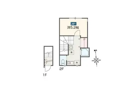 MELDIAノイエ(1K/2階)の間取り写真