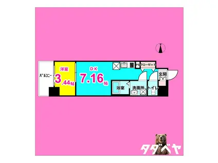 ARTIZA金山(1DK/3階)の間取り写真