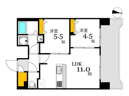 S-RESIDENCE国泰寺町一丁目(2LDK/16階)の間取り写真