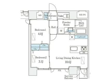 STANDZ京都二条(2LDK/2階)の間取り写真