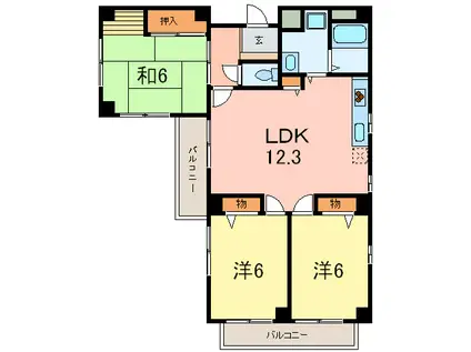 エルネスト甲南山手(3LDK/3階)の間取り写真