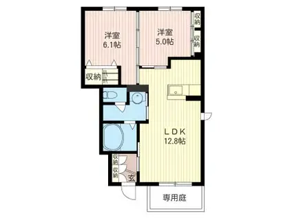 ジェンティーレ A(2LDK/1階)の間取り写真