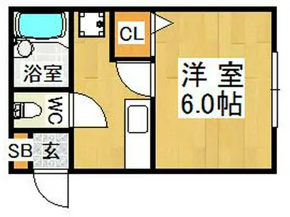 小坂ハイツ(1K/2階)の間取り写真