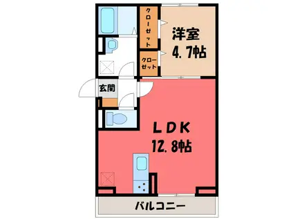 ファーストステージ下小林II(1LDK/3階)の間取り写真