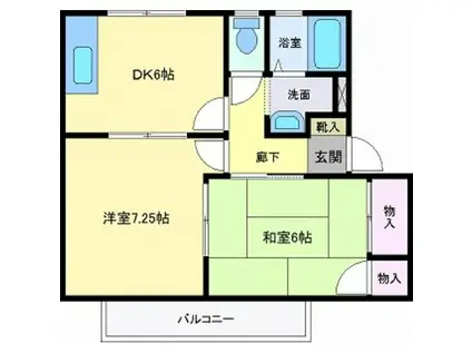 サンガーデン葉の木 A棟(2DK/2階)の間取り写真