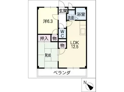 ライフ21レイク(2LDK/2階)の間取り写真