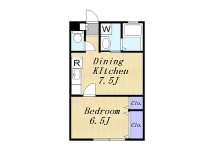 イリオスII(1DK/1階)の間取り写真