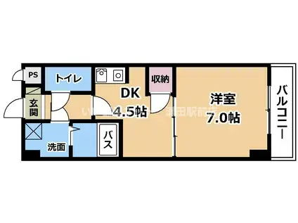 ハイライズ南草津(1DK/3階)の間取り写真