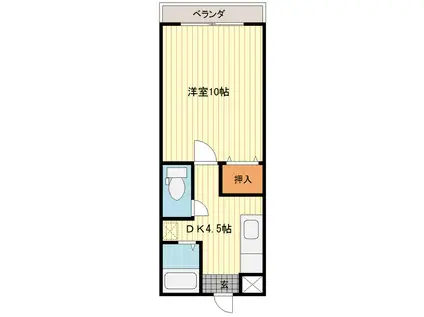 サンリバー(1DK/1階)の間取り写真