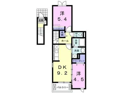 LILAS(2DK/2階)の間取り写真