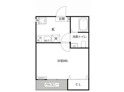 エムクオート淵野辺1(1K/2階)の間取り写真