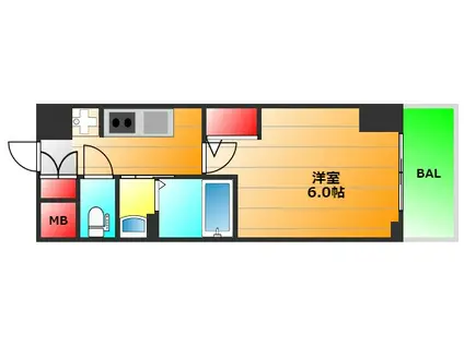 エステムコート難波サウスプレイスVIIリアン(1DK/13階)の間取り写真