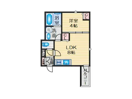 HGS服部天神(1LDK/2階)の間取り写真