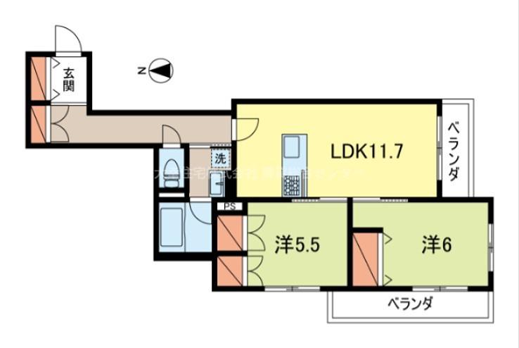 CREST I(2LDK/2階)の間取り写真