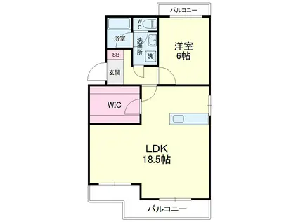 スカイシャトウ城山I(1LDK/3階)の間取り写真