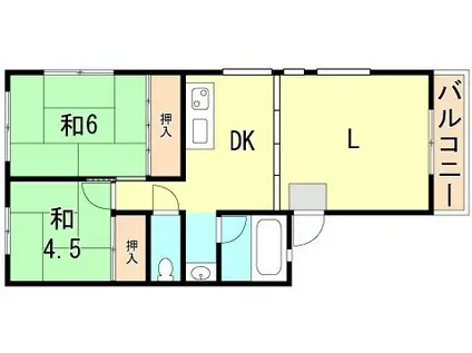 ランマンション(2LDK/3階)の間取り写真