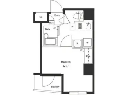 ヴェルト川崎(1K/9階)の間取り写真