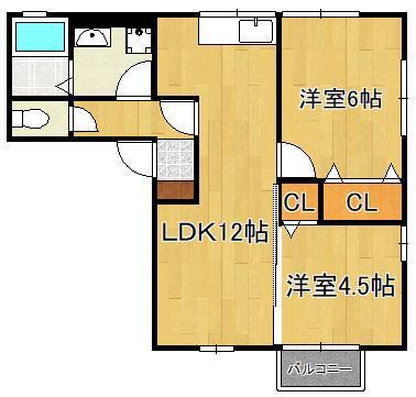 ＪＲ日豊本線 南小倉駅 バス乗車時間：10分 最寄りバス停で下車 徒歩2分 2階建 築22年(2LDK/1階)の間取り写真