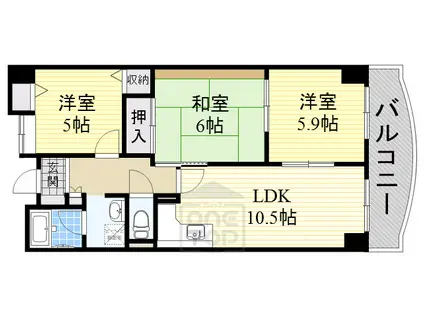 ステーションハイツ千里丘Ⅱ(3LDK/5階)の間取り写真