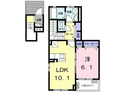 ティーズ グロース I(1LDK/2階)の間取り写真