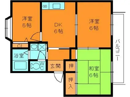 コスモス結崎A(3DK/2階)の間取り写真