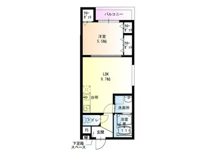 フジパレス近鉄八尾I番館(1LDK/1階)の間取り写真