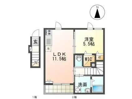 RIKGRANDE(1LDK/2階)の間取り写真