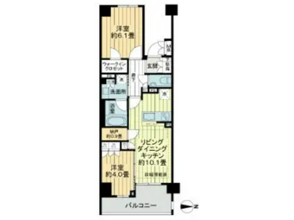 マジェスティハウス新宿御苑パークナード(2LDK/5階)の間取り写真