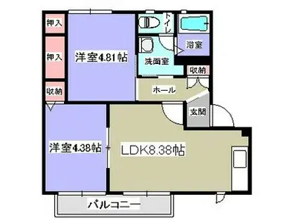 ラ・フォーレ オガワA(2LDK/2階)の間取り写真