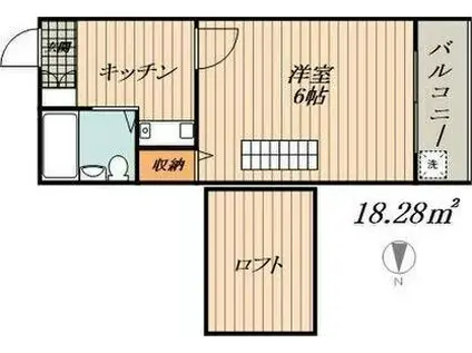 SKマンション黄金(1K/2階)の間取り写真