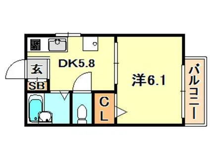 レックインひよどり(1DK/2階)の間取り写真