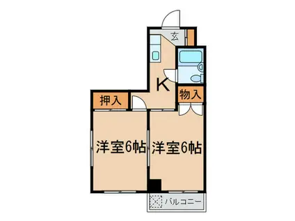 竹中ビル(2K/3階)の間取り写真